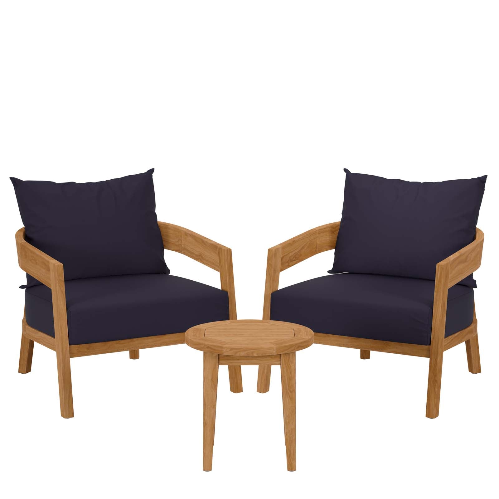 Brisbane 3-Piece Teak Wood Outdoor Patio Outdoor Patio Set By Modway - EEI-5835-NAT-GRY | Sofas |  Modishstore - 3