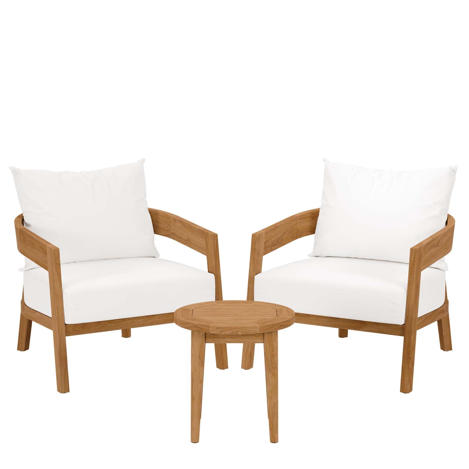 Brisbane 3-Piece Teak Wood Outdoor Patio Outdoor Patio Set By Modway - EEI-5835-NAT-GRY | Sofas |  Modishstore - 4