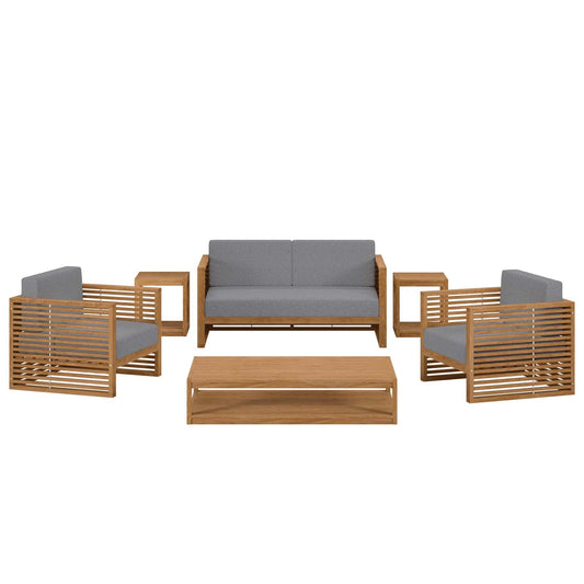 Carlsbad 6-Piece Teak Wood Outdoor Patio Outdoor Patio Set By Modway - EEI-5836 | Outdoor Sofas, Loveseats & Sectionals