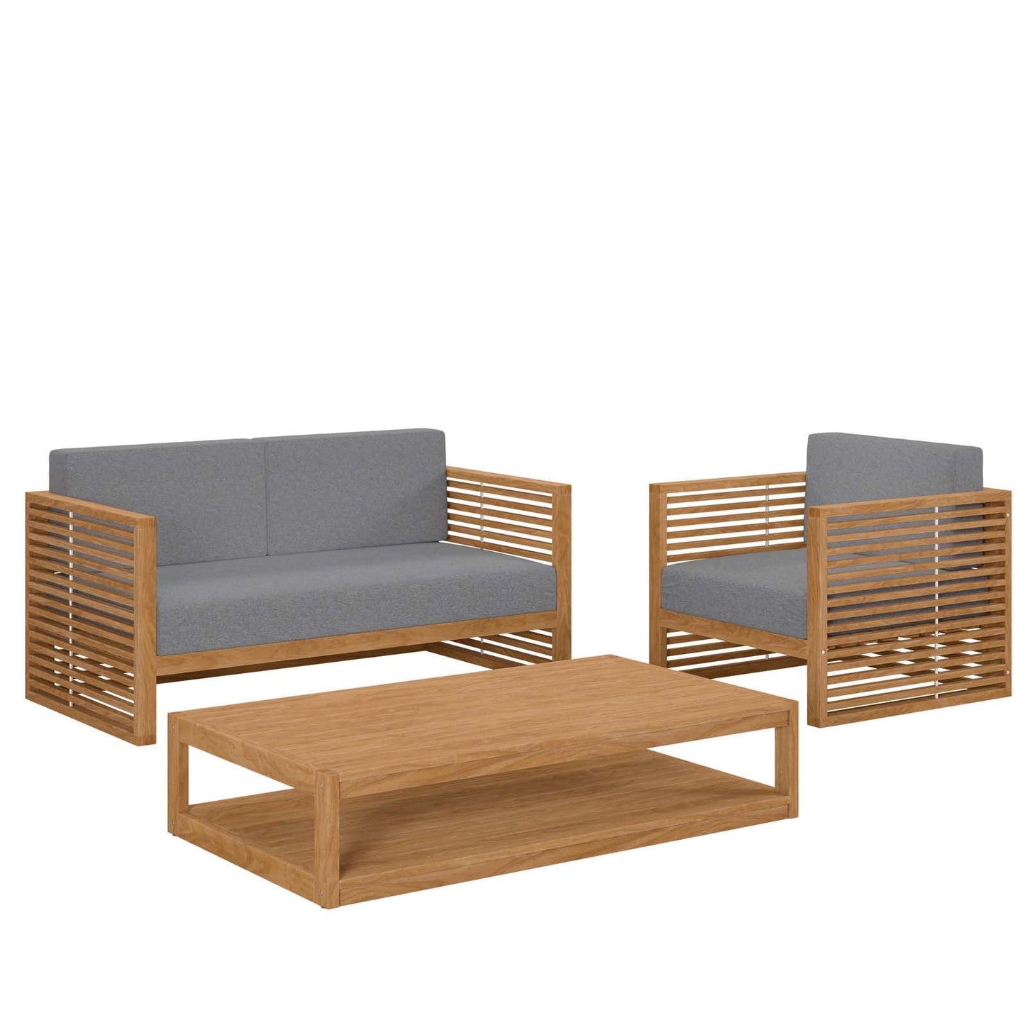 Carlsbad 3-Piece Teak Wood Outdoor Patio Outdoor Patio Set By Modway - EEI-5837 | Outdoor Sofas, Loveseats & Sectionals