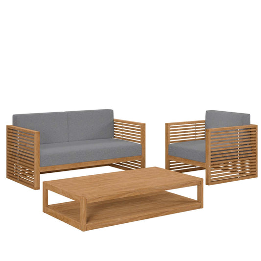 Carlsbad 3-Piece Teak Wood Outdoor Patio Outdoor Patio Set By Modway - EEI-5837 | Outdoor Sofas, Loveseats & Sectionals