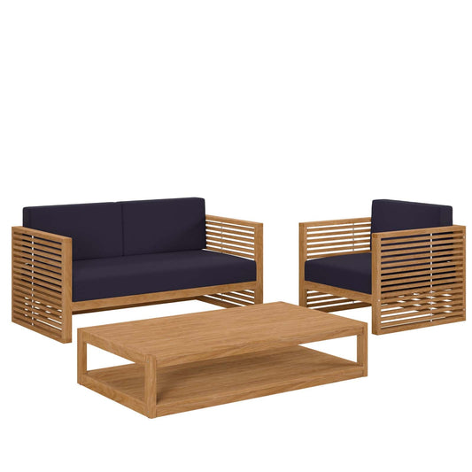 Carlsbad 3-Piece Teak Wood Outdoor Patio Outdoor Patio Set By Modway - EEI-5837 | Outdoor Sofas, Loveseats & Sectionals - 2
