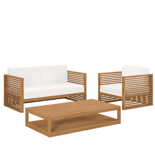 Carlsbad 3-Piece Teak Wood Outdoor Patio Outdoor Patio Set By Modway - EEI-5837 | Outdoor Sofas, Loveseats & Sectionals - 3