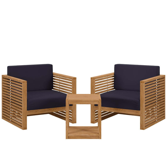 Carlsbad 3-Piece Teak Wood Outdoor Patio Outdoor Patio Set By Modway - EEI-5838 | Outdoor Sofas, Loveseats & Sectionals - 2