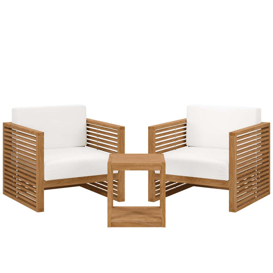 Carlsbad 3-Piece Teak Wood Outdoor Patio Outdoor Patio Set By Modway - EEI-5838 | Outdoor Sofas, Loveseats & Sectionals - 3
