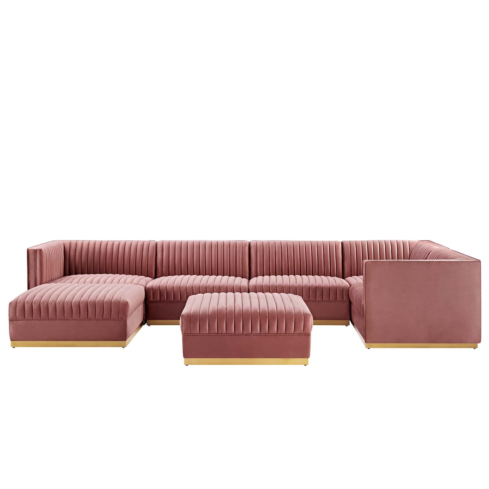 Sanguine Channel Tufted Performance Velvet 7-Piece Right-Facing Modular Sectional Sofa By Modway - EEI-5839 | Sectional | Modishstore