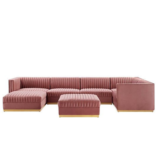 Sanguine Channel Tufted Performance Velvet 7-Piece Right-Facing Modular Sectional Sofa By Modway - EEI-5839 | Sectional | Modishstore