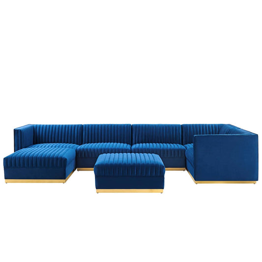 Sanguine Channel Tufted Performance Velvet 7-Piece Right-Facing Modular Sectional Sofa By Modway - EEI-5839 | Sectional | Modishstore - 3
