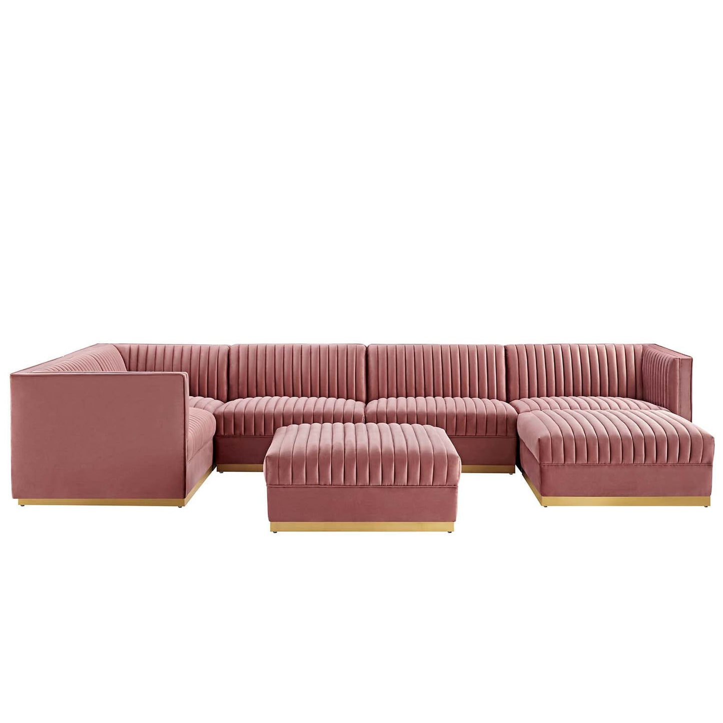 Sanguine Channel Tufted Performance Velvet 7-Piece Left-Facing Modular Sectional Sofa By Modway - EEI-5840 | Sectional | Modishstore