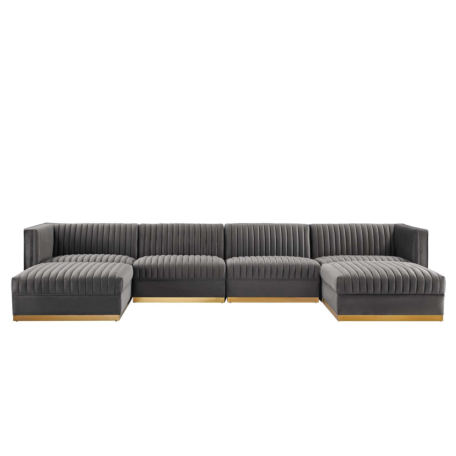 Sanguine Channel Tufted Performance Velvet 6-Piece Modular Sectional Sofa By Modway - EEI-5841 | Sectional | Modishstore - 2