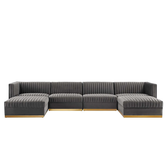 Sanguine Channel Tufted Performance Velvet 6-Piece Modular Sectional Sofa By Modway - EEI-5841 | Sectional | Modishstore - 2
