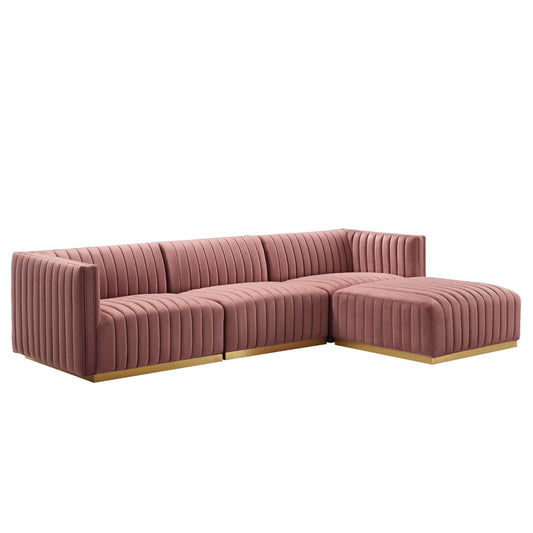 Conjure Channel Tufted Performance Velvet 4-Piece Sectional By Modway - EEI-5844 | Sectional - 2