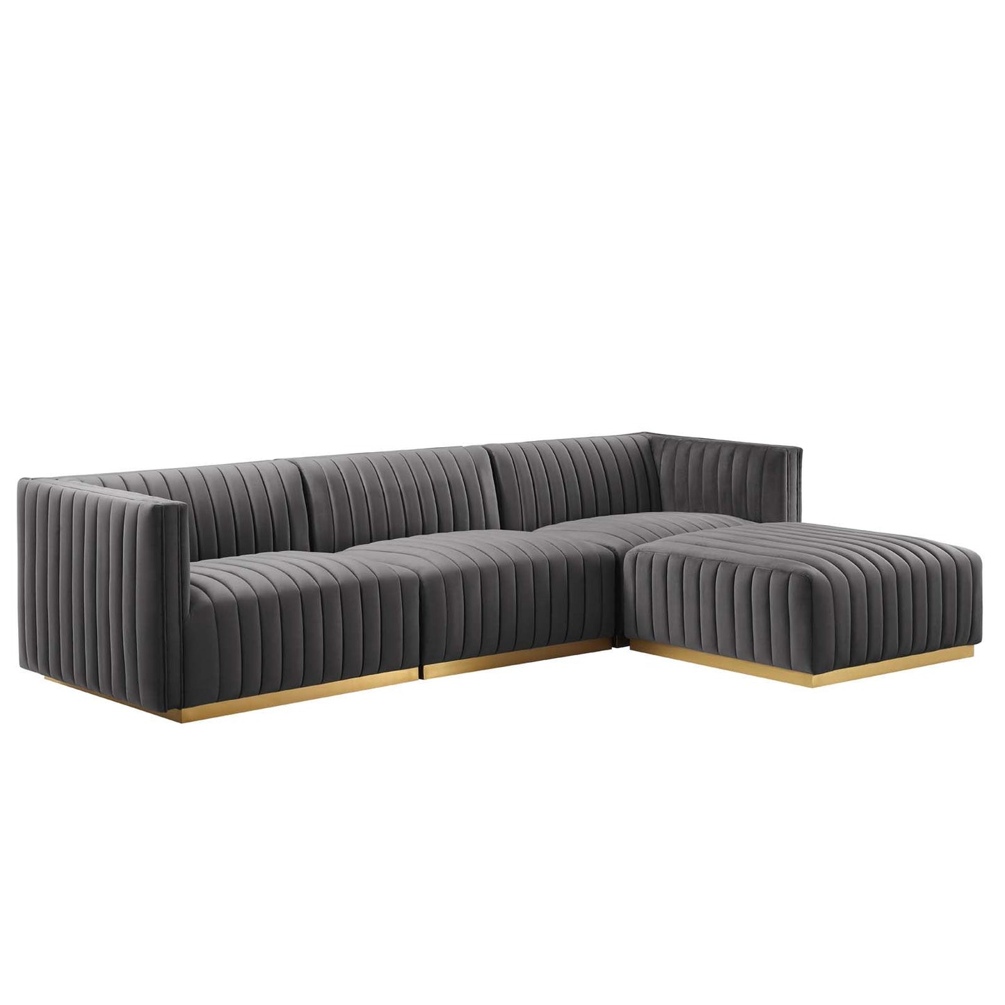 Conjure Channel Tufted Performance Velvet 4-Piece Sectional By Modway - EEI-5844 | Sectional - 3