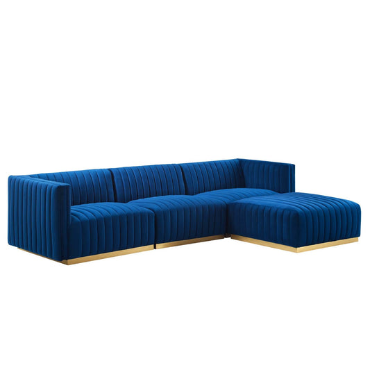 Conjure Channel Tufted Performance Velvet 4-Piece Sectional By Modway - EEI-5844 | Sectional - 4