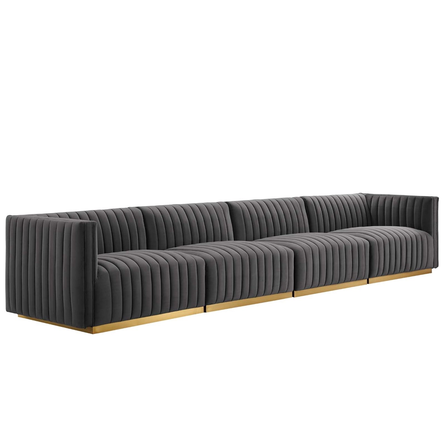Conjure Channel Tufted Performance Velvet 4-Piece Sofa By Modway - EEI-5845 | Sofas - 3