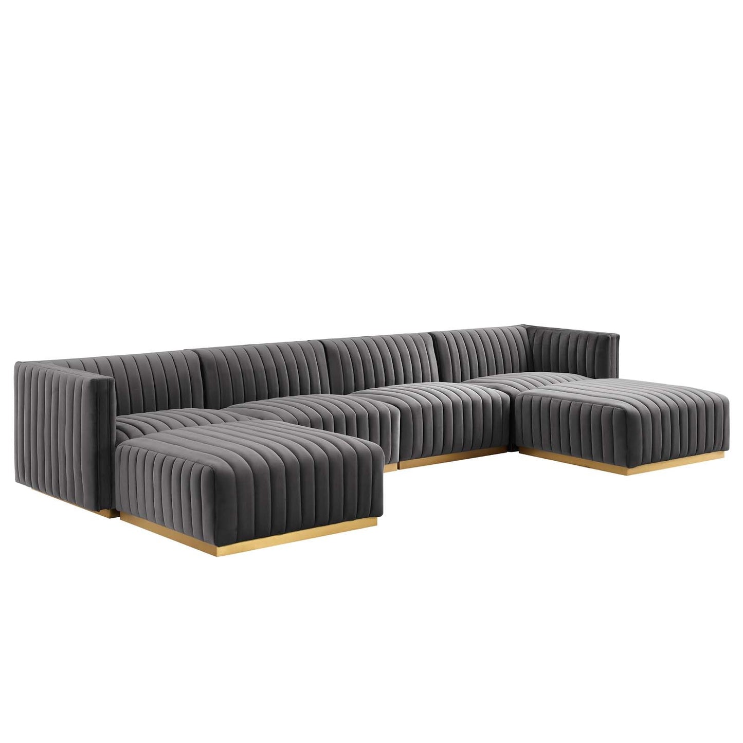 Conjure Channel Tufted Performance Velvet 6-Piece Sectional By Modway - EEI-5846 | Sectional - 3