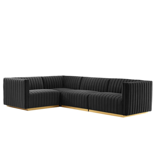 Conjure Channel Tufted Performance Velvet 4-Piece Sectional By Modway - EEI-5847 | Sectional