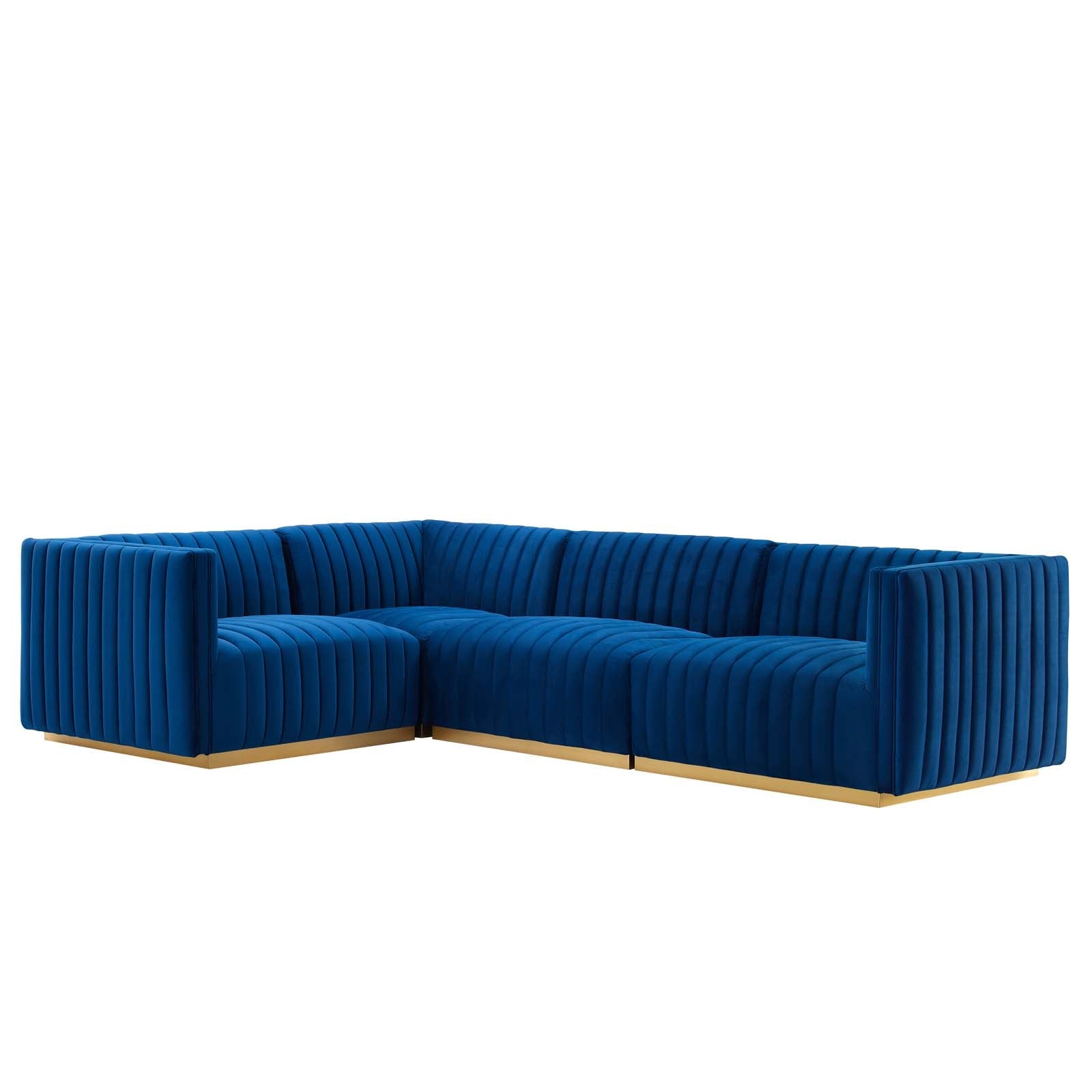 Conjure Channel Tufted Performance Velvet 4-Piece Sectional By Modway - EEI-5847 | Sectional - 4
