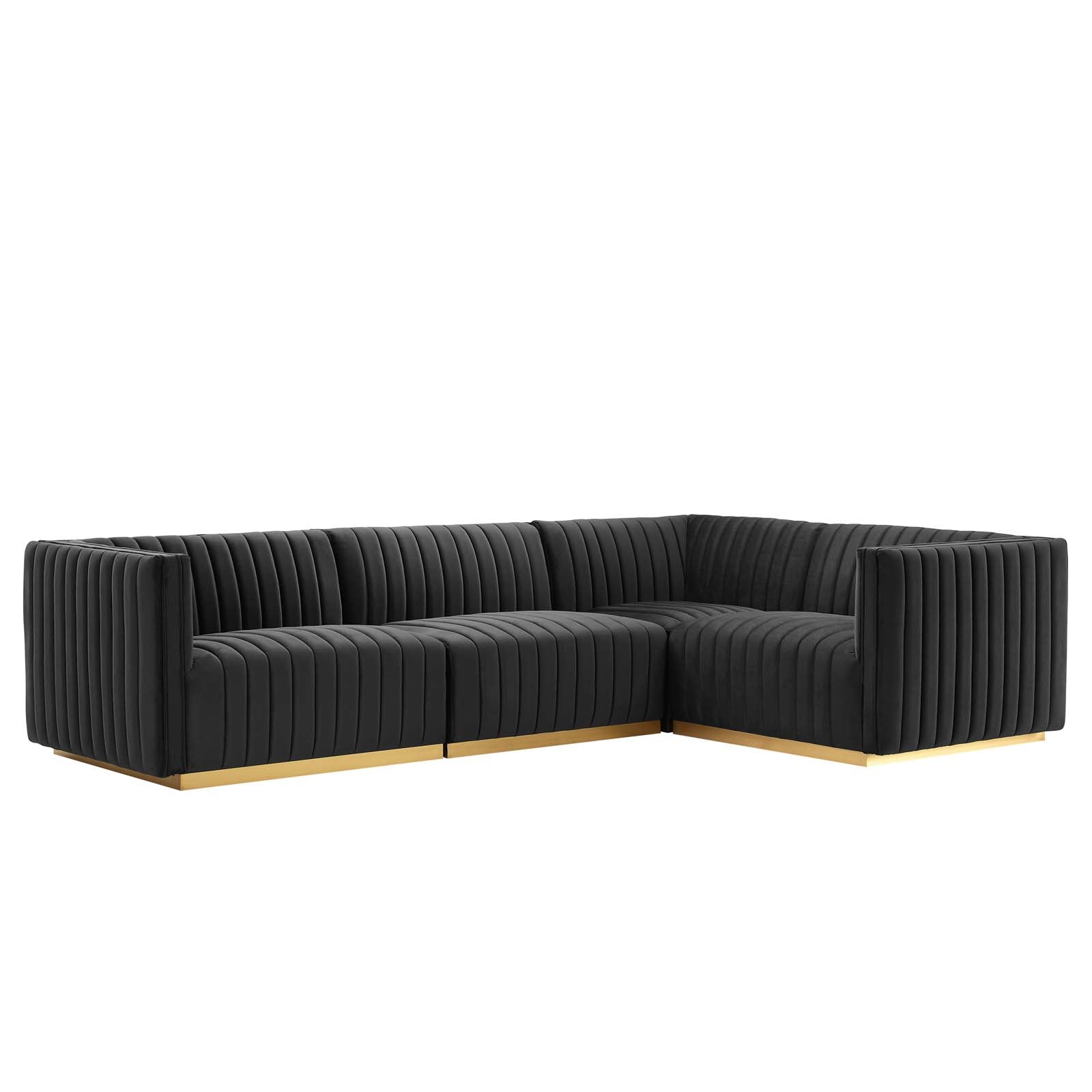 Conjure Channel Tufted Performance Velvet 4-Piece Sectional By Modway - EEI-5848 | Sectional