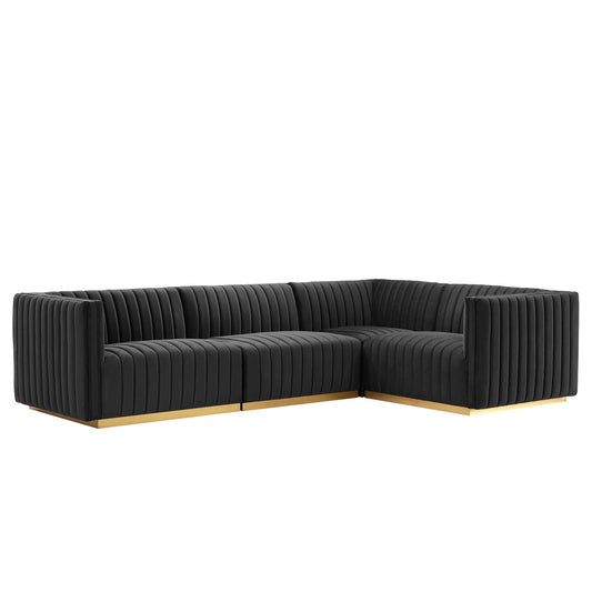 Conjure Channel Tufted Performance Velvet 4-Piece Sectional By Modway - EEI-5848 | Sectional