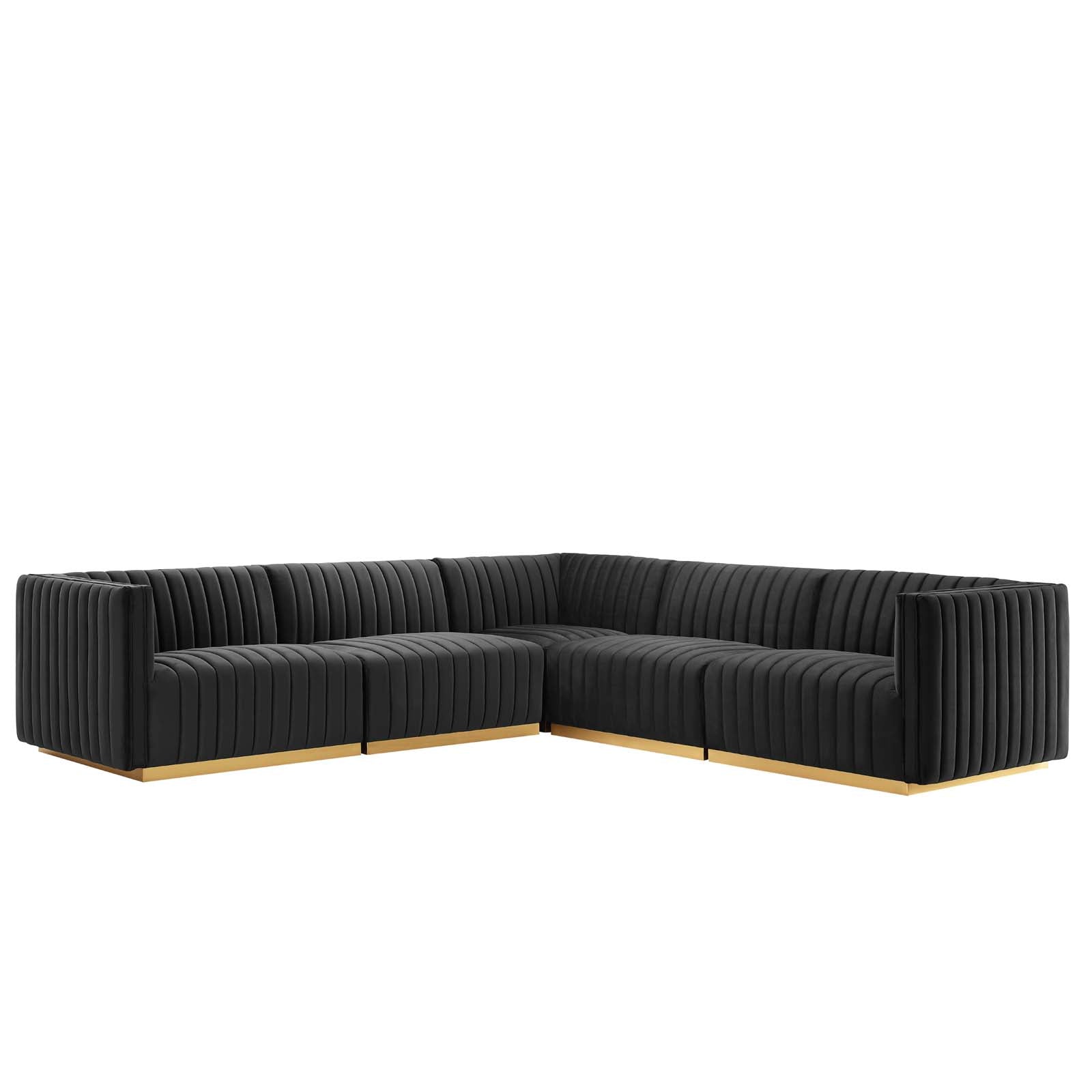 Conjure Channel Tufted Performance Velvet 5-Piece Sectional By Modway - EEI-5850 | Sectional