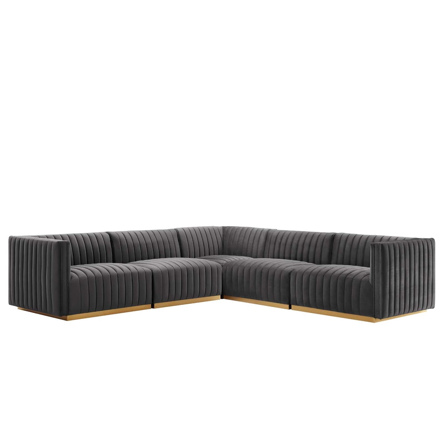 Conjure Channel Tufted Performance Velvet 5-Piece Sectional By Modway - EEI-5850 | Sectional - 3
