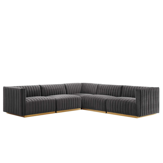 Conjure Channel Tufted Performance Velvet 5-Piece Sectional By Modway - EEI-5850 | Sectional - 3