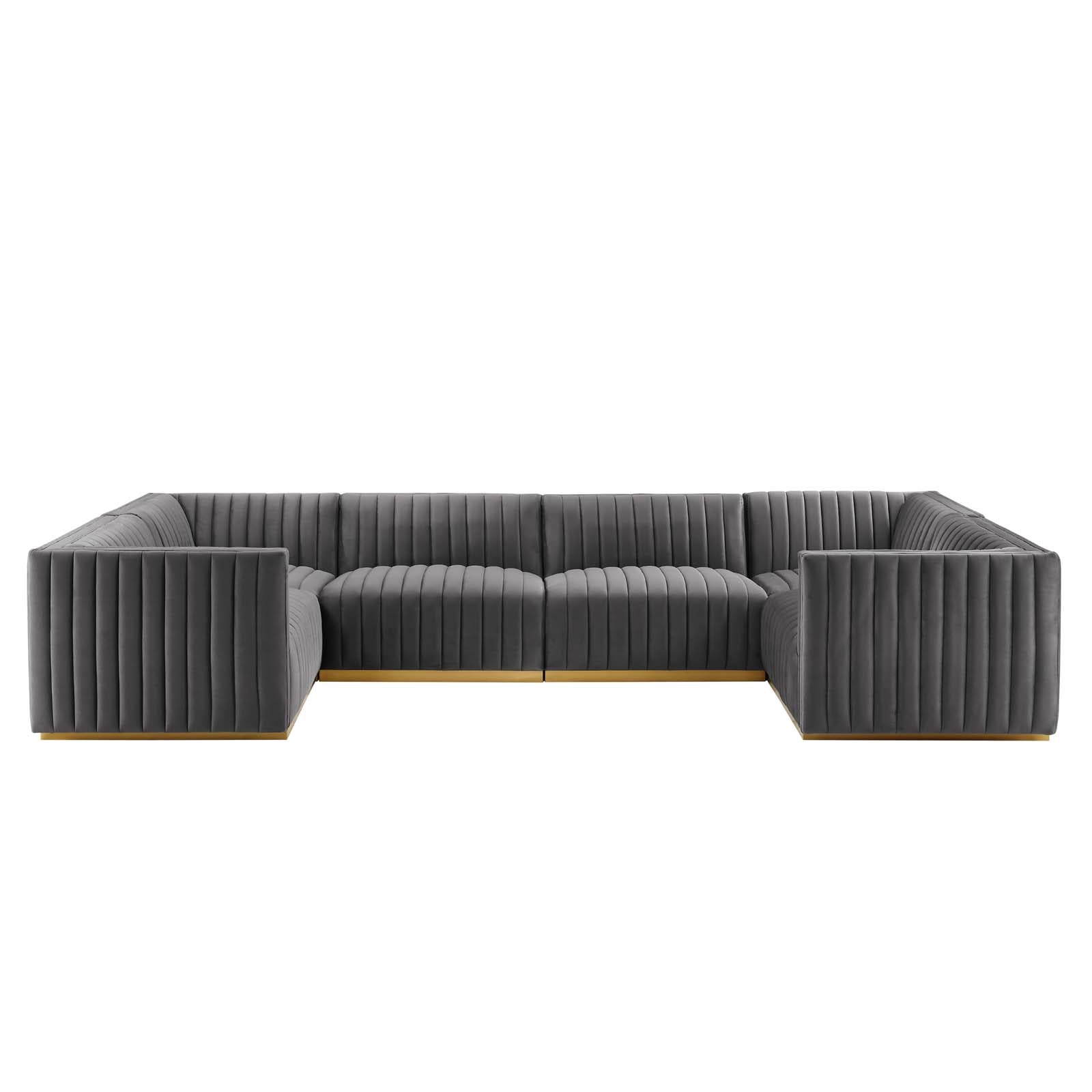 Conjure Channel Tufted Performance Velvet 6-Piece U-Shaped Sectional By Modway - EEI-5851 | Sectional - 3