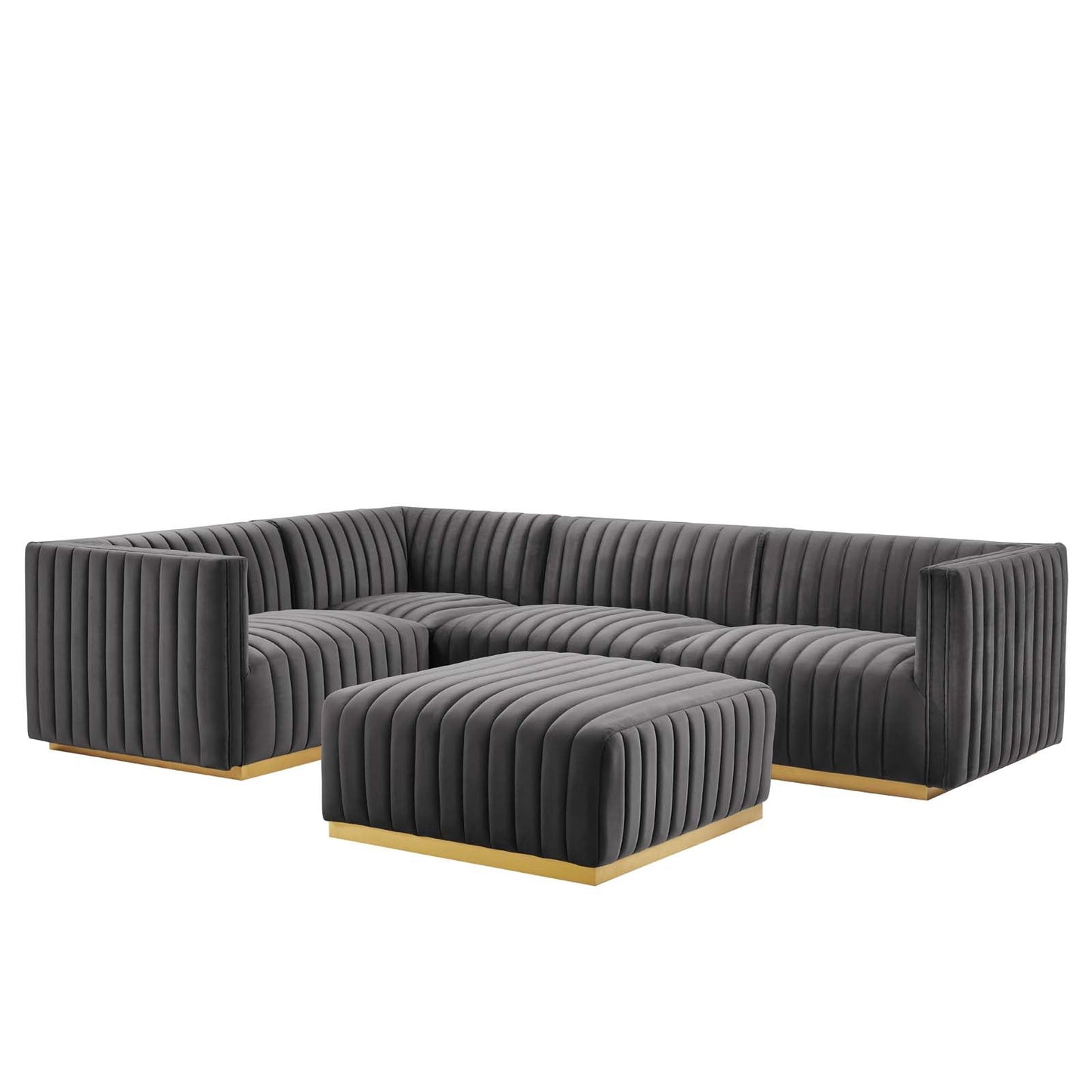 Conjure Channel Tufted Performance Velvet 5-Piece Sectional By Modway - EEI-5852 | Sectional - 2