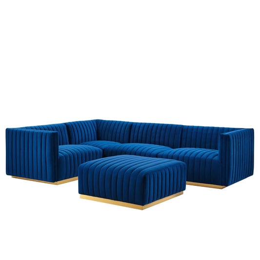 Conjure Channel Tufted Performance Velvet 5-Piece Sectional By Modway - EEI-5852 | Sectional - 3