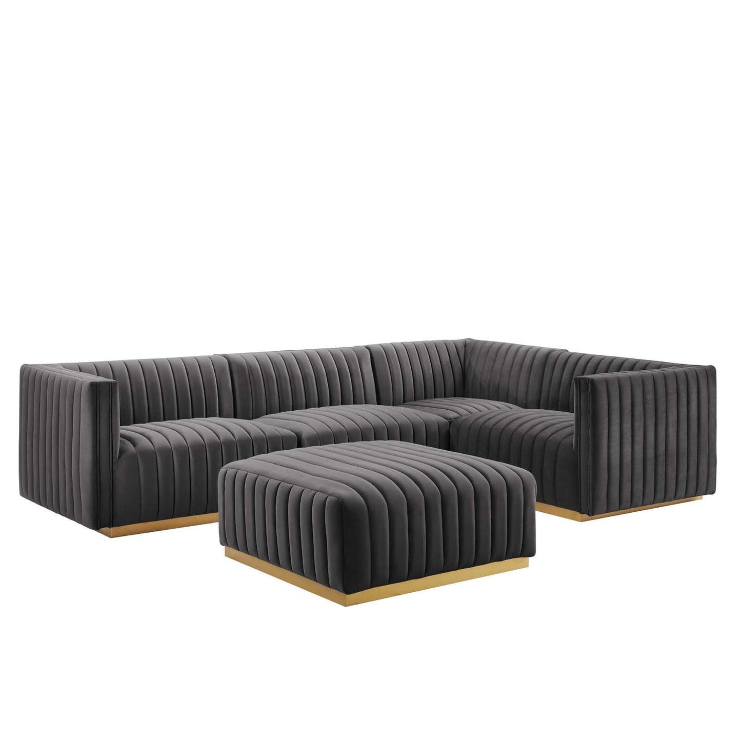 Conjure Channel Tufted Performance Velvet 5-Piece Sectional By Modway - EEI-5853 | Sectional - 3