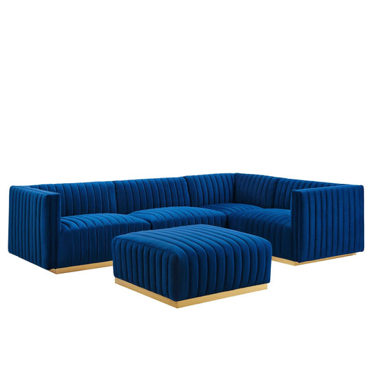 Conjure Channel Tufted Performance Velvet 5-Piece Sectional By Modway - EEI-5853 | Sectional - 4