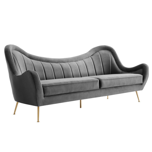 Cheshire Channel Tufted Performance Velvet Sofa By Modway - EEI-5874 | Sofas - 3