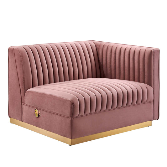 Sanguine Channel Tufted Performance Velvet Modular Sectional Sofa Right-Arm Chair By Modway - EEI-6032 | Sectional | Modishstore