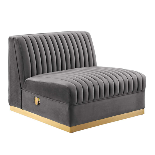 Sanguine Channel Tufted Performance Velvet Modular Sectional Sofa Armless Chair By Modway - EEI-6033 | Sectional | Modishstore - 2