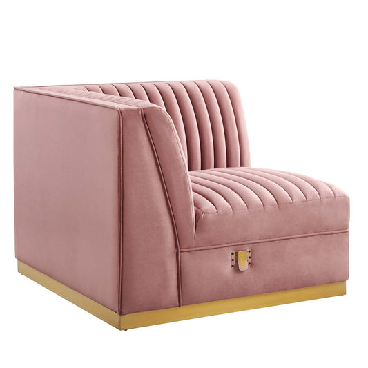 Sanguine Channel Tufted Performance Velvet Modular Sectional Sofa Left Corner Chair By Modway - EEI-6034 | Sectional | Modishstore