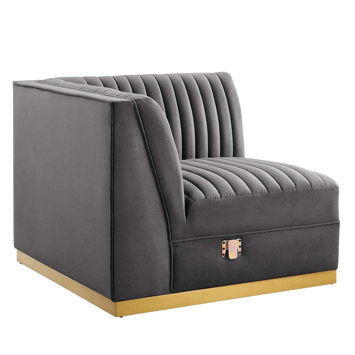 Sanguine Channel Tufted Performance Velvet Modular Sectional Sofa Left Corner Chair By Modway - EEI-6034 | Sectional | Modishstore - 2