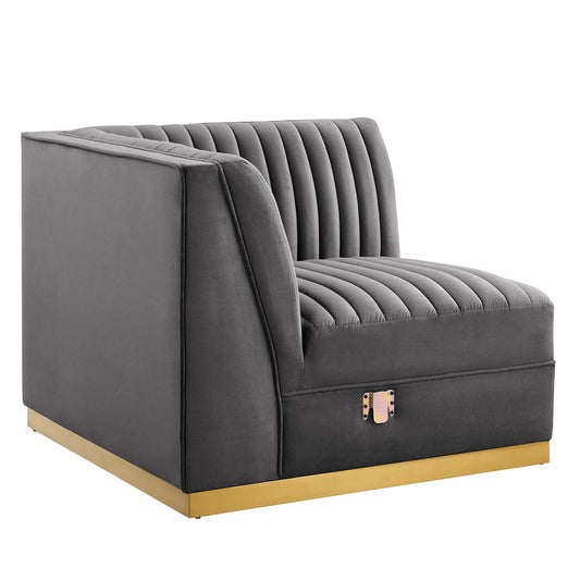 Sanguine Channel Tufted Performance Velvet Modular Sectional Sofa Left Corner Chair By Modway - EEI-6034 | Sectional | Modishstore - 2
