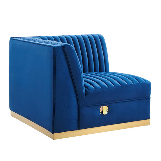Sanguine Channel Tufted Performance Velvet Modular Sectional Sofa Left Corner Chair By Modway - EEI-6034 | Sectional | Modishstore - 3