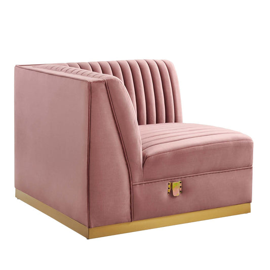 Sanguine Channel Tufted Performance Velvet Modular Sectional Sofa Right Corner Chair By Modway - EEI-6035 | Sectional | Modishstore
