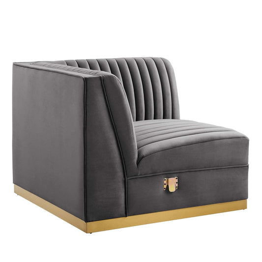 Sanguine Channel Tufted Performance Velvet Modular Sectional Sofa Right Corner Chair By Modway - EEI-6035 | Sectional | Modishstore - 2