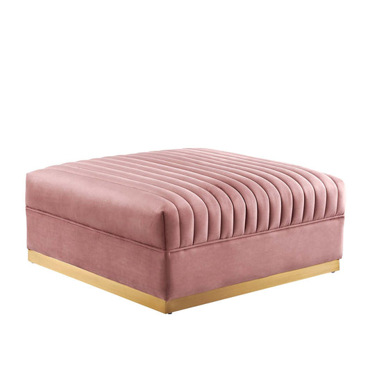 Sanguine Channel Tufted Performance Velvet Modular Sectional Sofa Ottoman By Modway - EEI-6036 | Ottomans | Modishstore