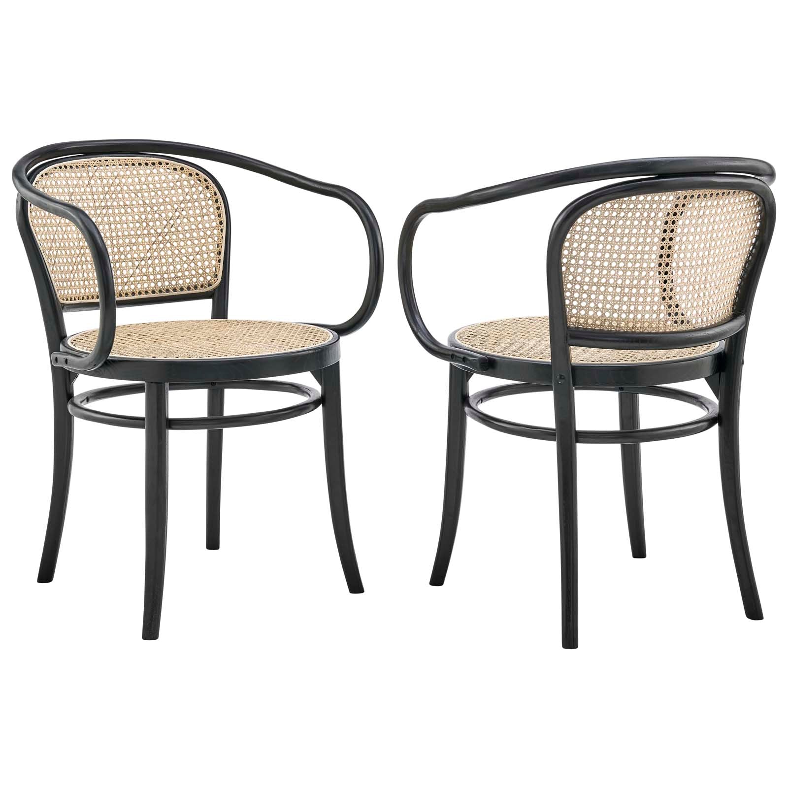 Oliana Wood Dining Armchair Set Of 2 By Modway - EEI-6079-BLK | Dining Chairs |  Modishstore