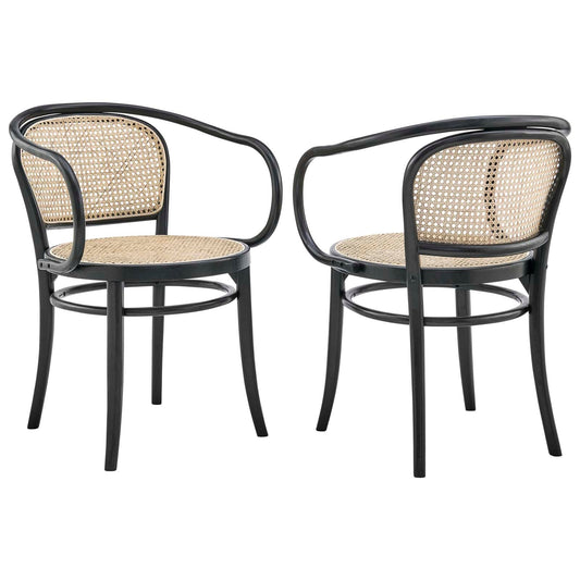 Oliana Wood Dining Armchair Set Of 2 By Modway - EEI-6079-BLK | Dining Chairs |  Modishstore