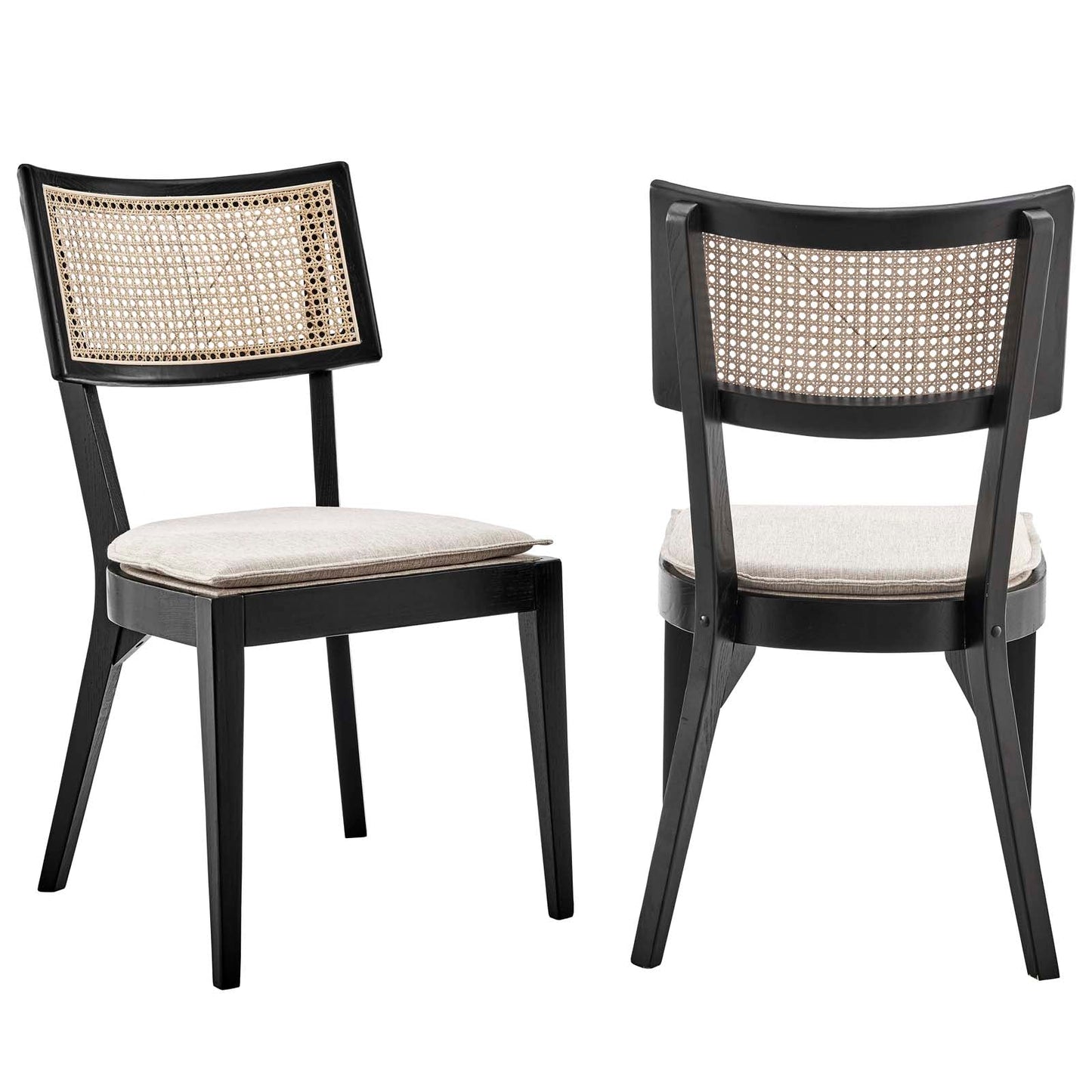 Caledonia Wood Dining Chair Set Of 2 By Modway - EEI-6080-BLK-WHI | Dining Chairs |  Modishstore - 2