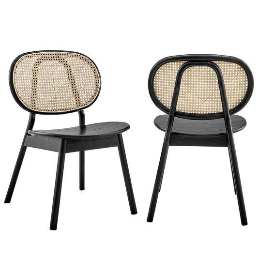 Malina Wood Dining Side Chair Set Of 2 By Modway - EEI-6081-BLK | Dining Chairs |  Modishstore