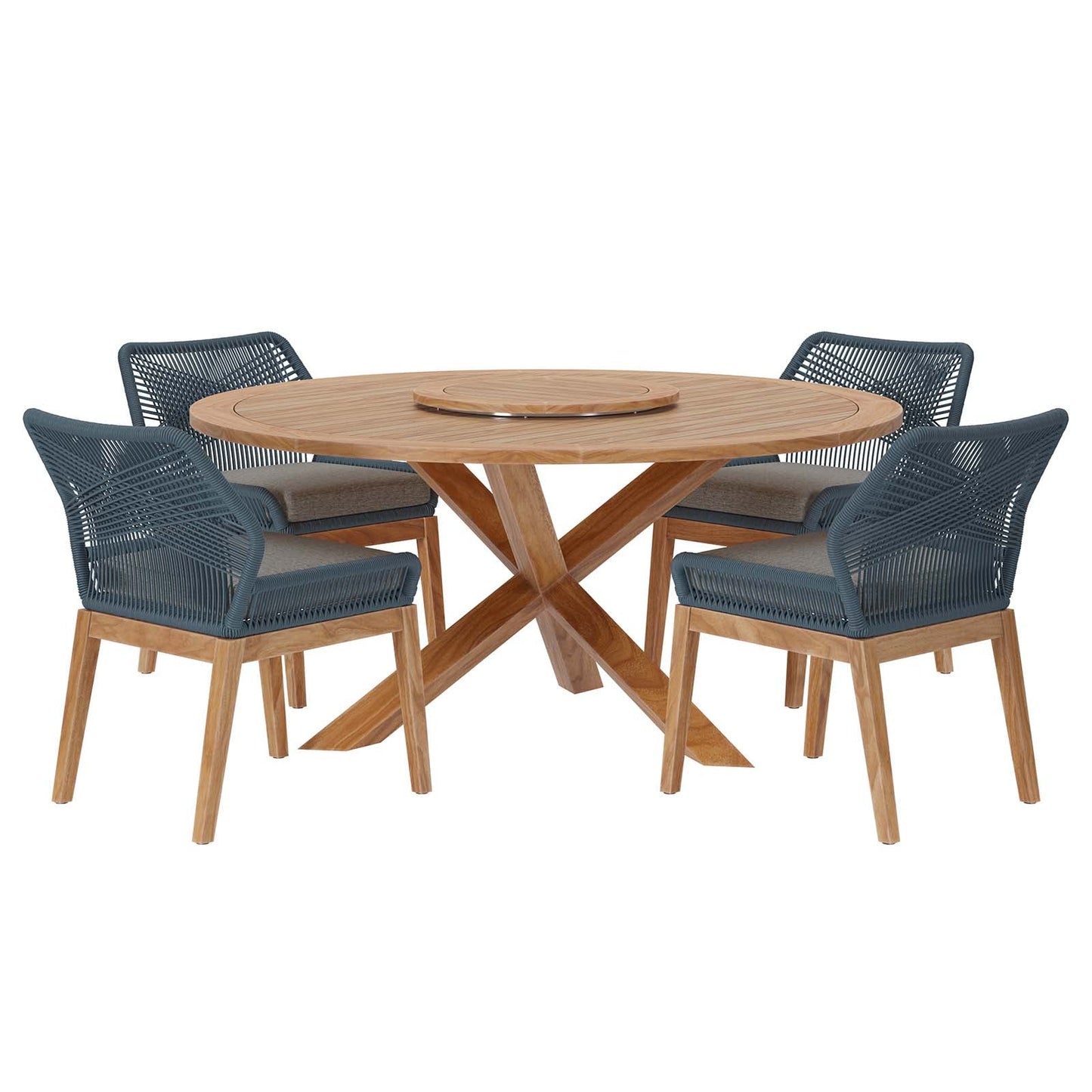 Wellspring 5-Piece Outdoor Patio Teak Wood Dining Set By Modway - EEI-6118 | Outdoor Dining Sets | Modishstore