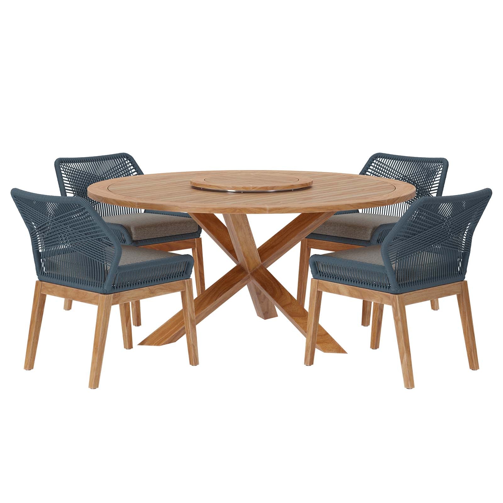 Wellspring 5-Piece Outdoor Patio Teak Wood Dining Set By Modway - EEI-6118 | Outdoor Dining Sets | Modishstore