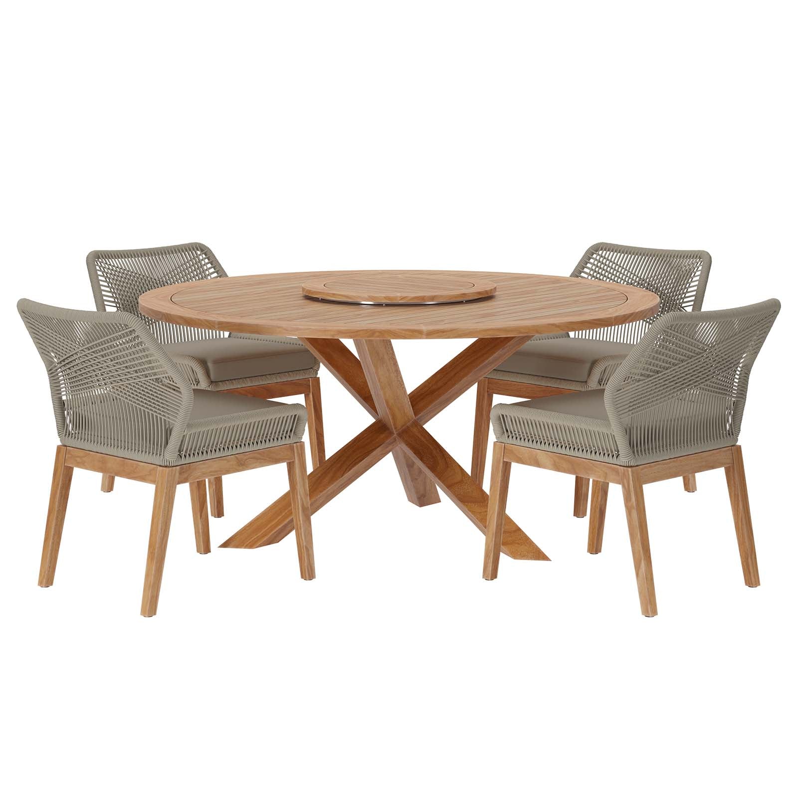 Wellspring 5-Piece Outdoor Patio Teak Wood Dining Set By Modway - EEI-6118 | Outdoor Dining Sets | Modishstore - 3