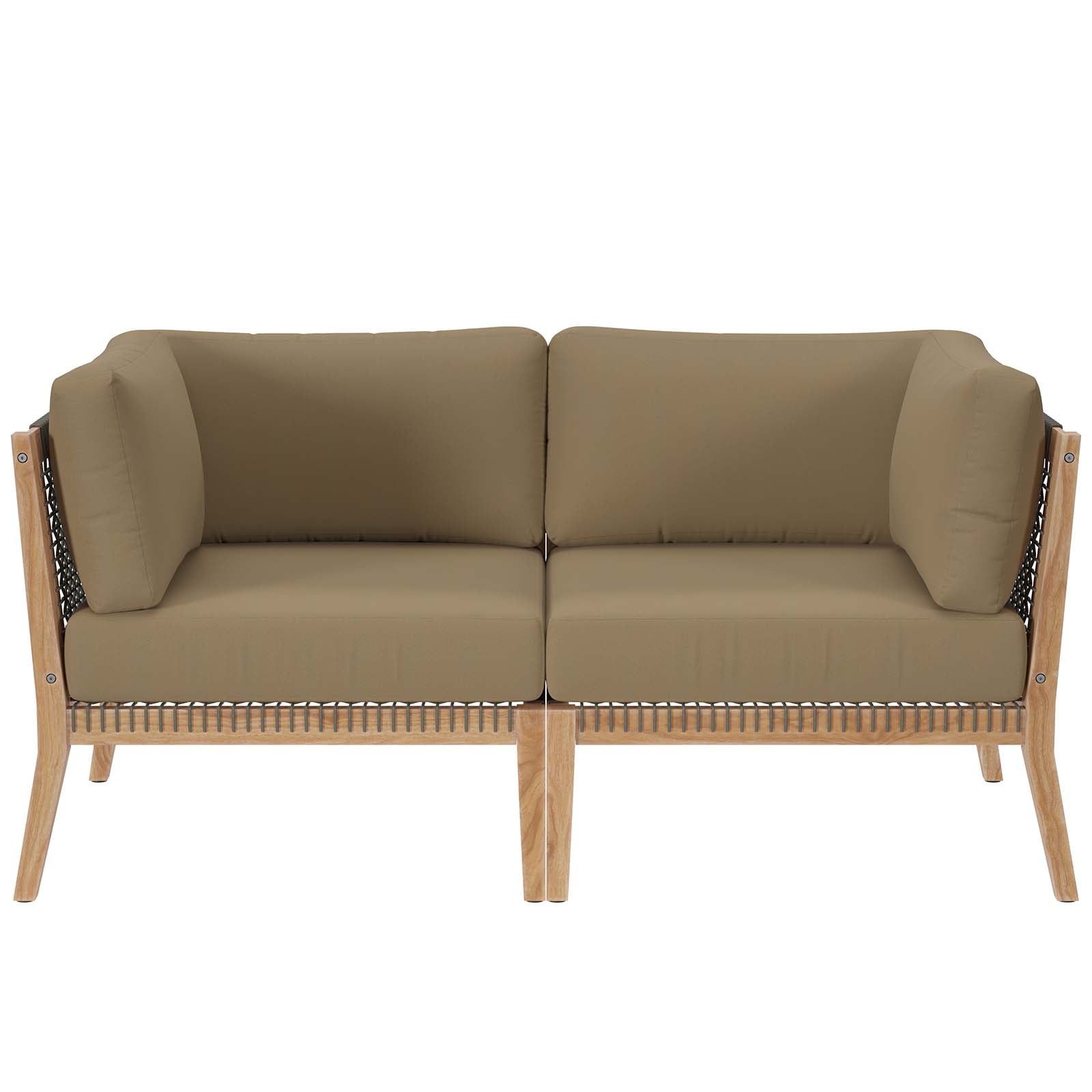 Clearwater Outdoor Patio Teak Wood Loveseat By Modway - EEI-6119 | Outdoor Sofas, Loveseats & Sectionals - 2